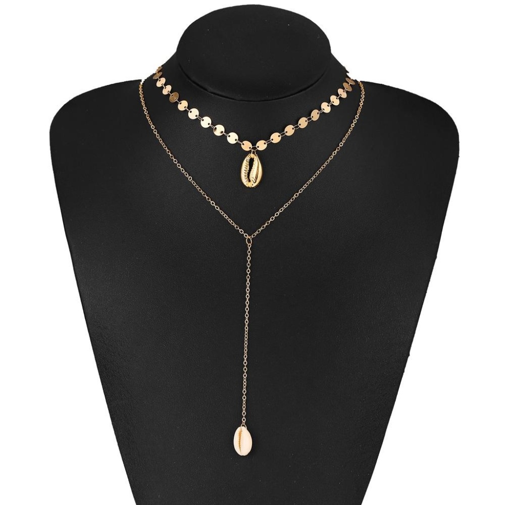Retro Creative Y-Shaped Alloy Double Shell Pendant